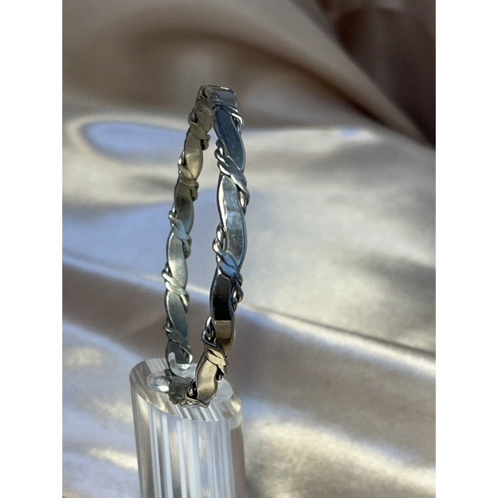 Vintage Taxco Sterling Silver 925 Rope Detail Bangle Bracelet Minimalist Design - Picture 11 of 13